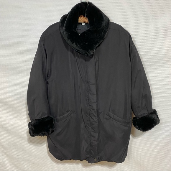 J. Percy For Marvin Richards Vintage  Women’s DOWN coat Fur trim Size L - Picture 2 of 14